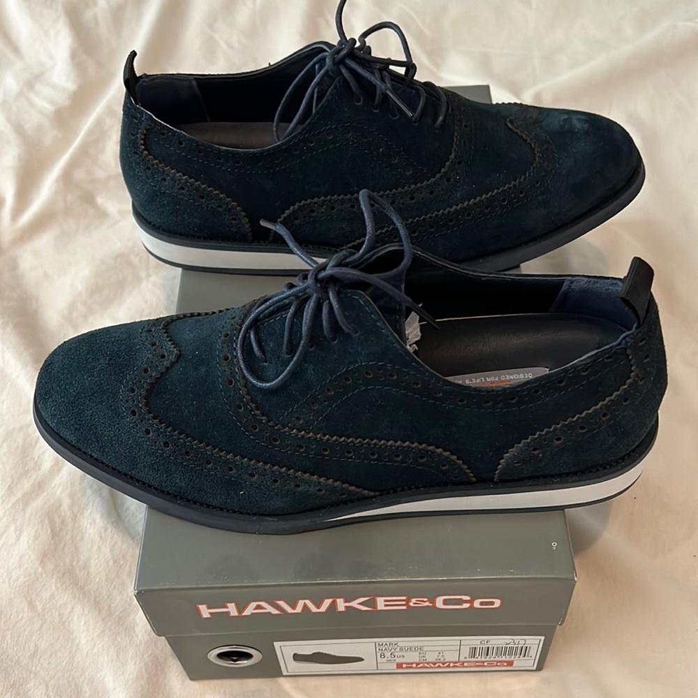 Hawke & Co Blue Suede Wing Tip Shoes